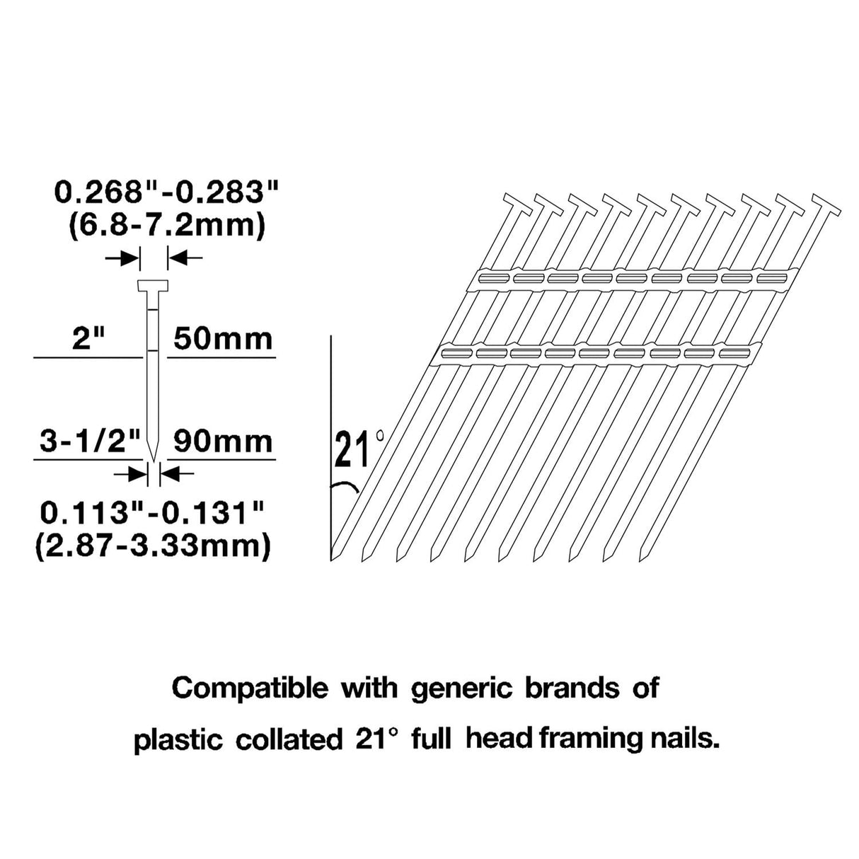 Full Round Head 3.5-in 21-Degree Pneumatic Framing Nailer SFR2190