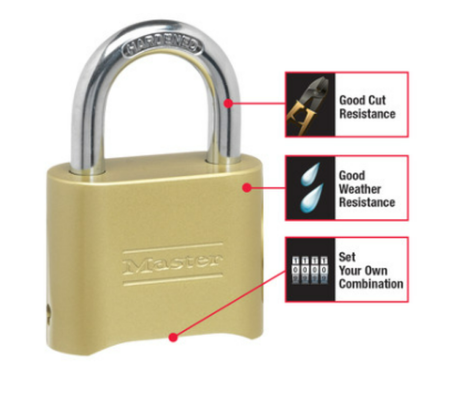 Lock 2" Padlock Combination Wide Resettable Brass Commercial Carded 175DCOM