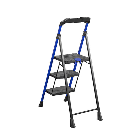 3-Step 300-lb Capacity Black Steel Foldable Step Stool 11459BLU2