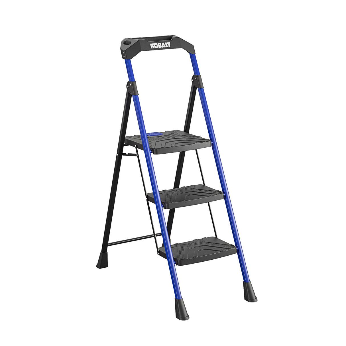 3-Step 300-lb Capacity Black Steel Foldable Step Stool 11459BLU2