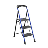 3-Step 300-lb Capacity Black Steel Foldable Step Stool 11459BLU2