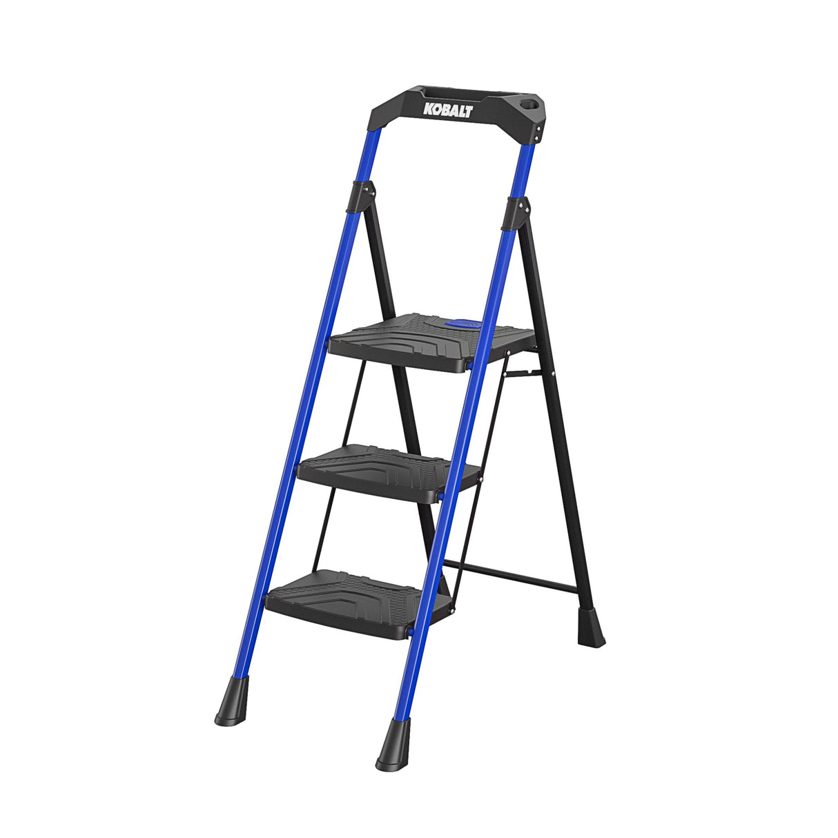 3-Step 300-lb Capacity Black Steel Foldable Step Stool 11459BLU2