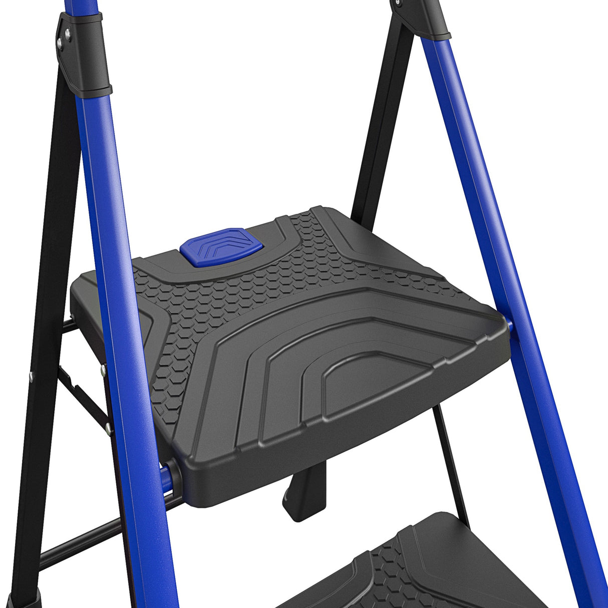 2-Step 300-lb Capacity Black Steel Foldable Step Stool 11359BLU4