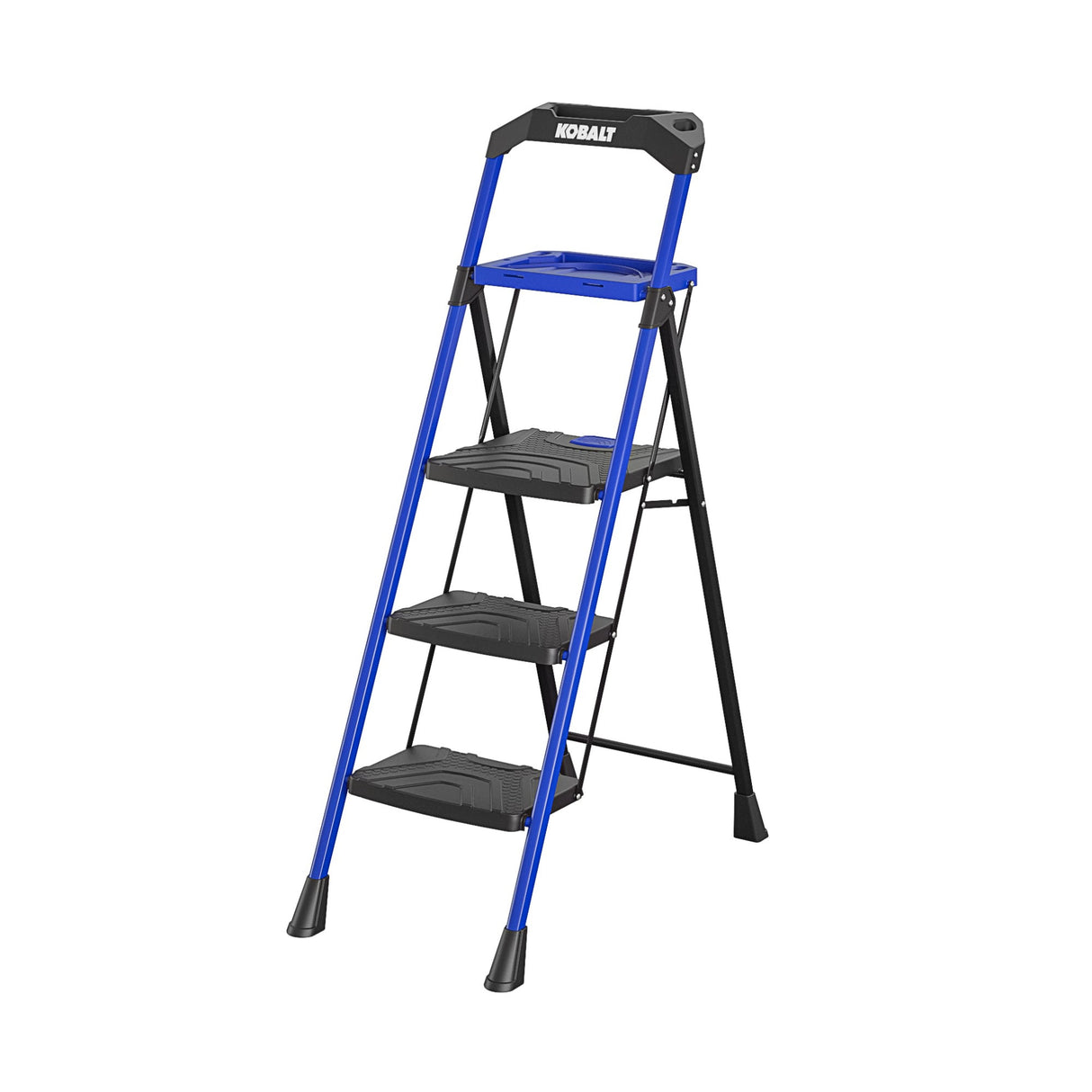 3-Step 300-lb Capacity Black Steel Foldable Step Stool 11559BLU2