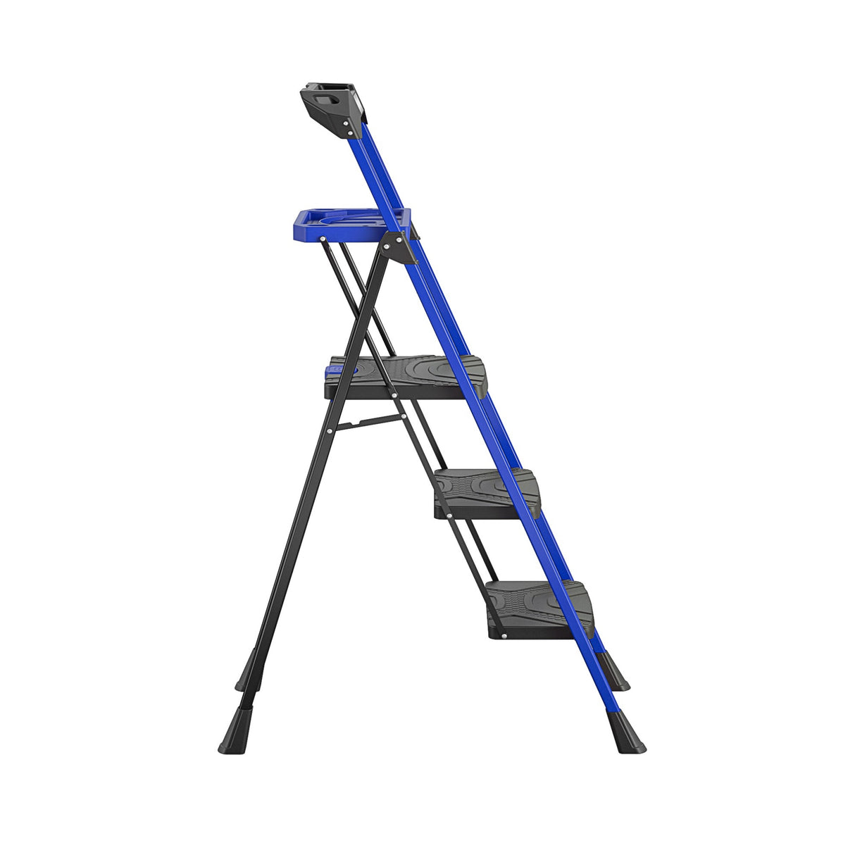 3-Step 300-lb Capacity Black Steel Foldable Step Stool 11559BLU2