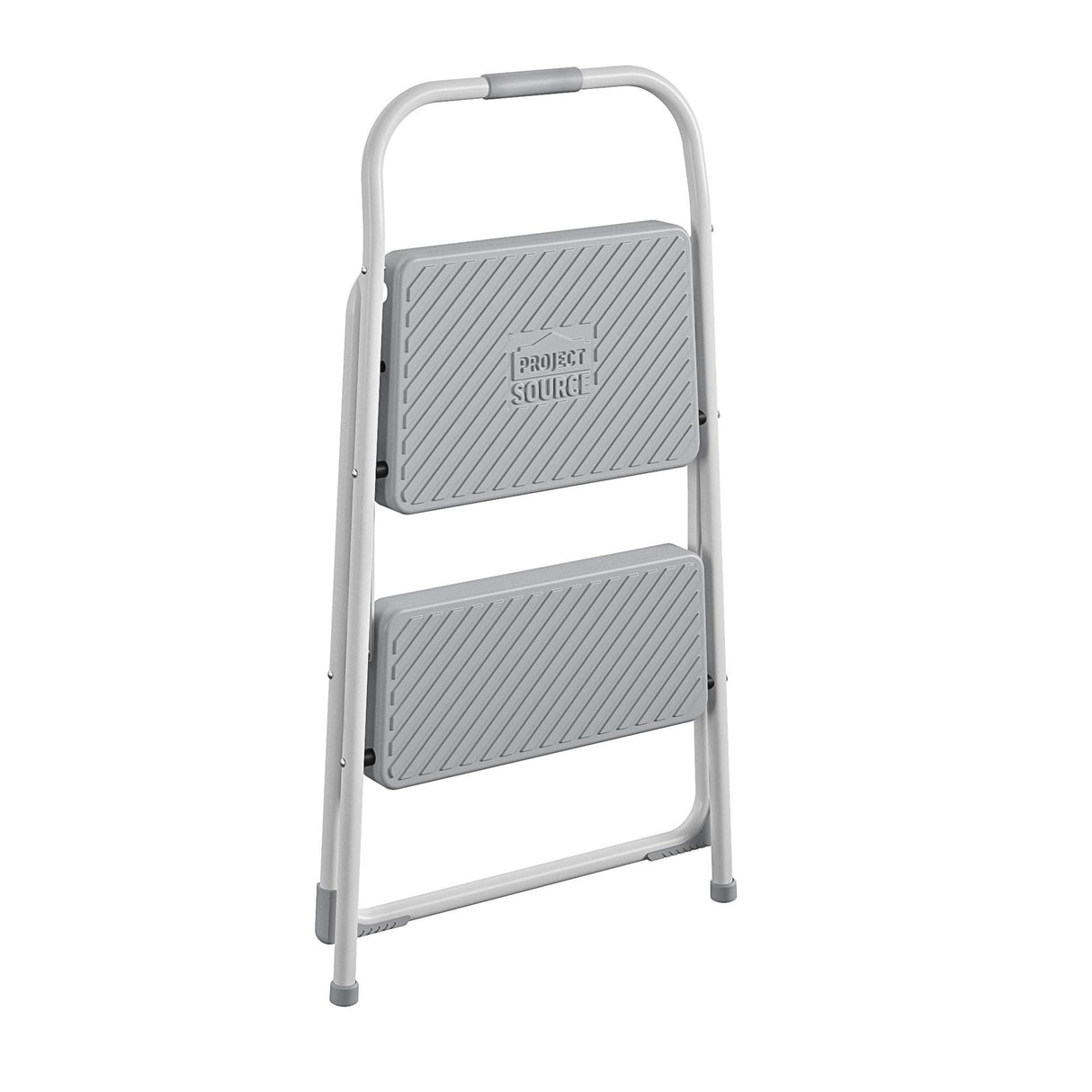 2-Step 225-lb Capacity Gray Steel Foldable Step Stool 11207WHG8