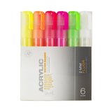 Acrylic Markers 6-Pack Fluorescent Paint Pen/Marker MXA346613