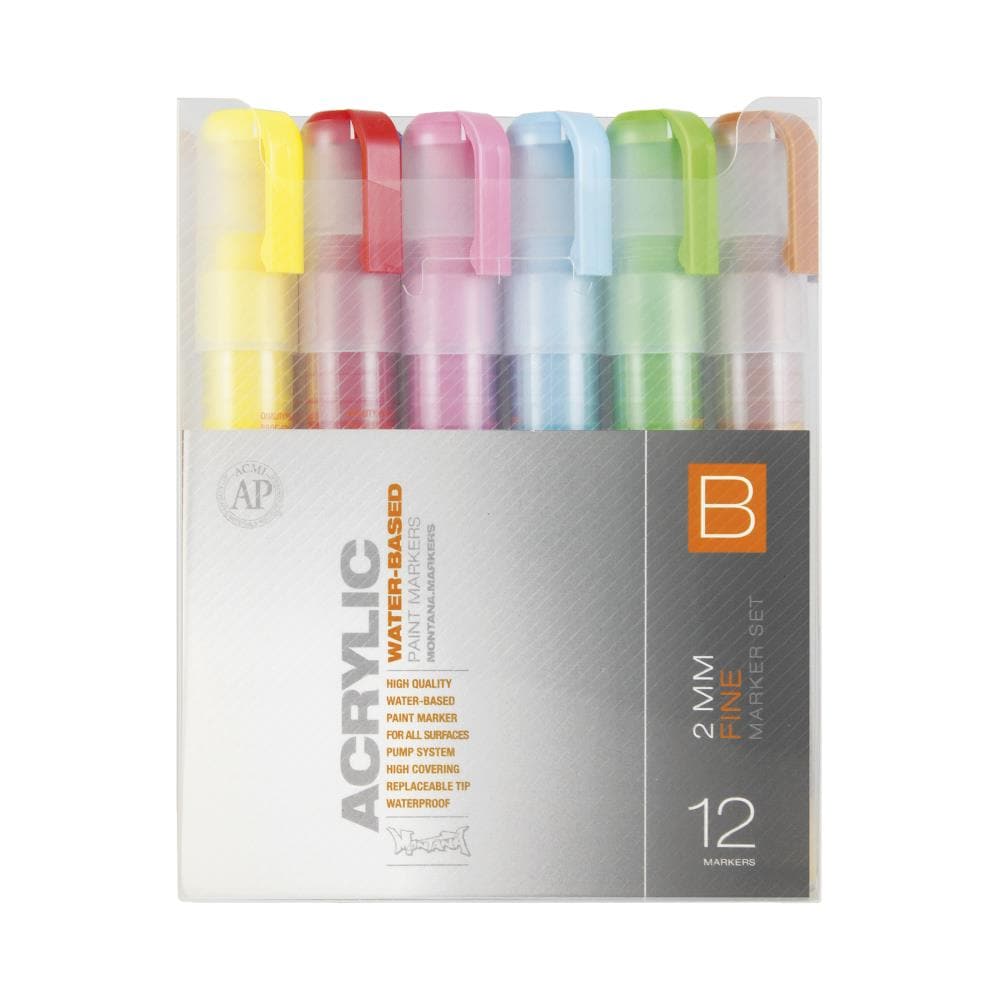 Acrylic Markers 12-Pack Assorted Paint Pen/Marker MXA330469