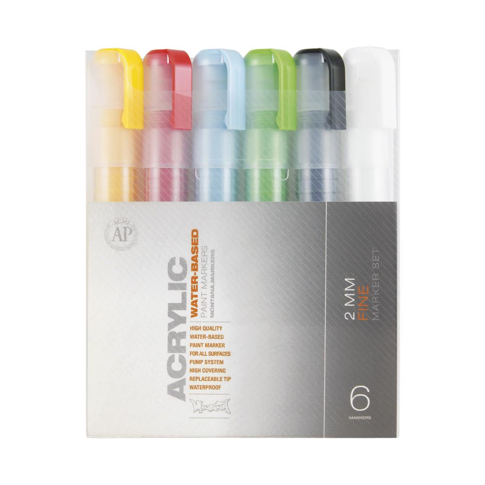 Acrylic Markers 6-Pack Assorted Paint Pen/Marker MXA330445