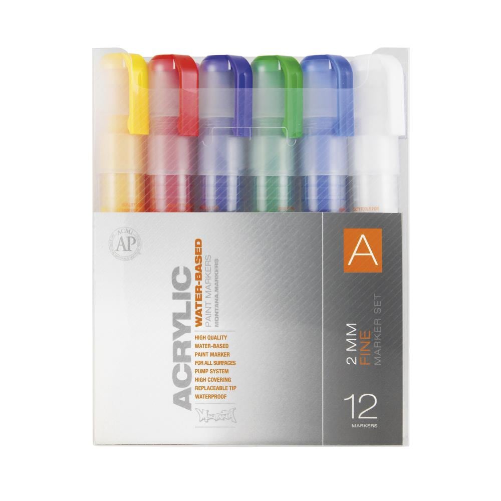 Acrylic Markers 12-Pack Assorted Paint Pen/Marker MXA330452