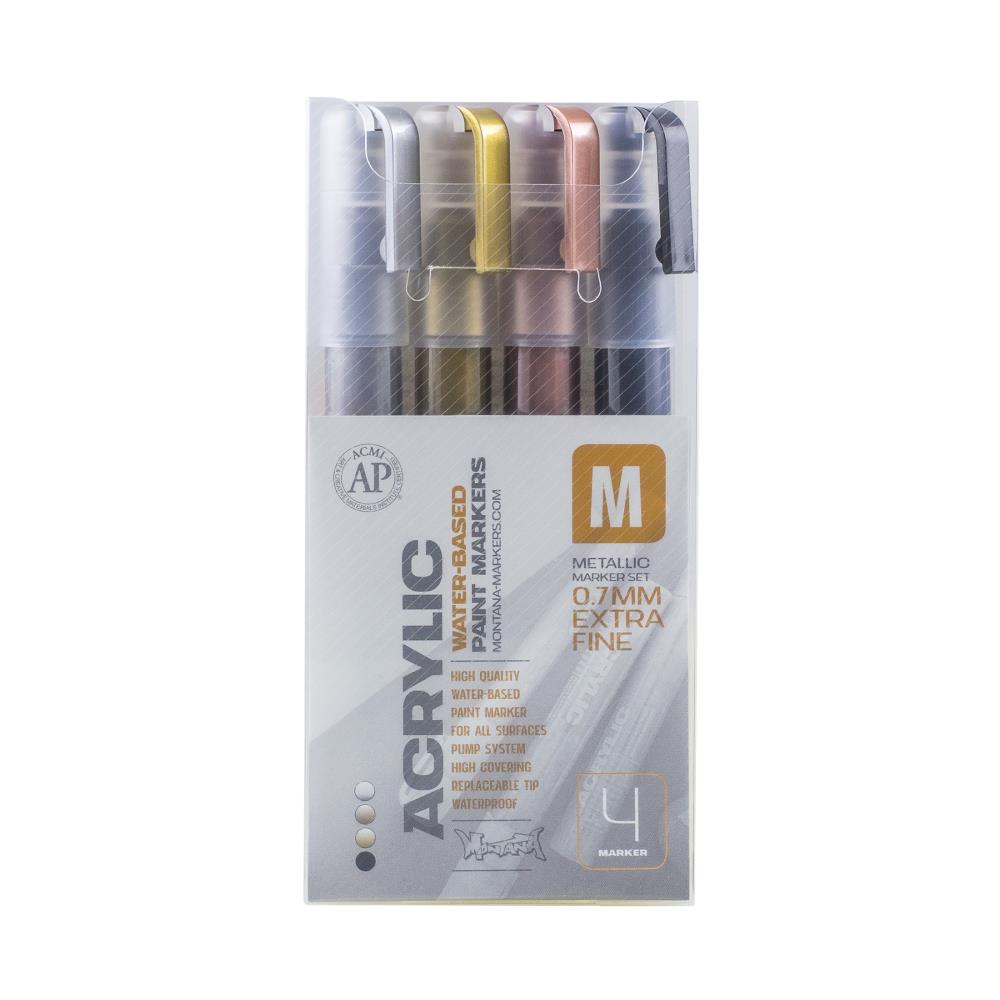 Acrylic Markers 4-Pack Metallic Paint Pen/Marker MXA385940