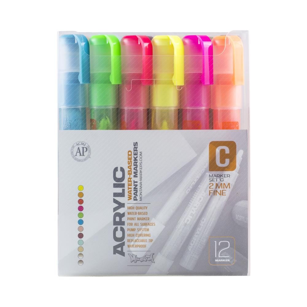 Acrylic Markers 12-Pack Assorted Paint Pen/Marker MXA385964