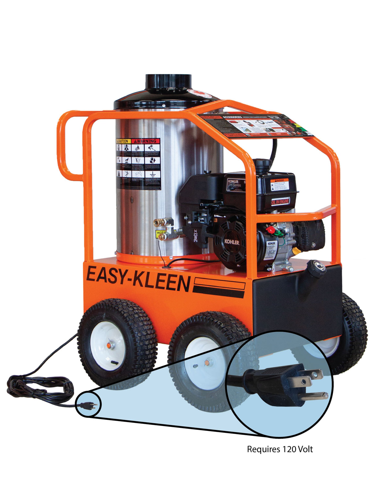 Commercial Hot Water Gasoline Oil Fired 2700 PSI 3-GPMs Hot Water Gas Pressure Washer with 5 Spray Tips EZO2703G