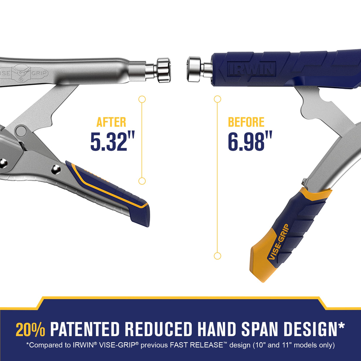 Reduced Hand Span Fast Release 11-in Welding Locking Pliers Swivel Tips IRHT82586