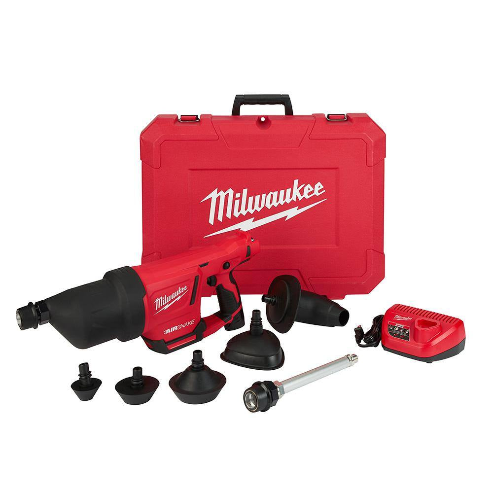 M12 12V Lithium-Ion Cordless Drain Cleaning Airsnake Air Gun Kit with 1000 Lumens M12 Flood Light