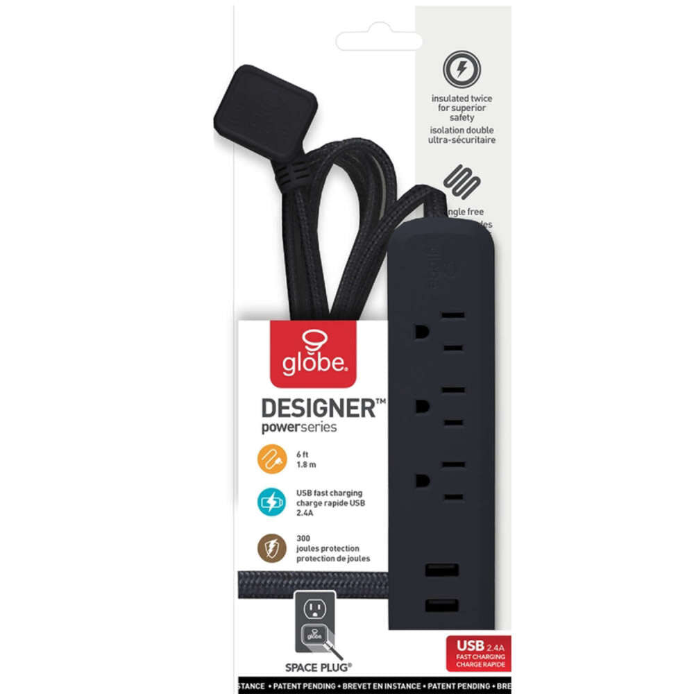 Power Strip 6' 300J Black 3 Outlet 3002619