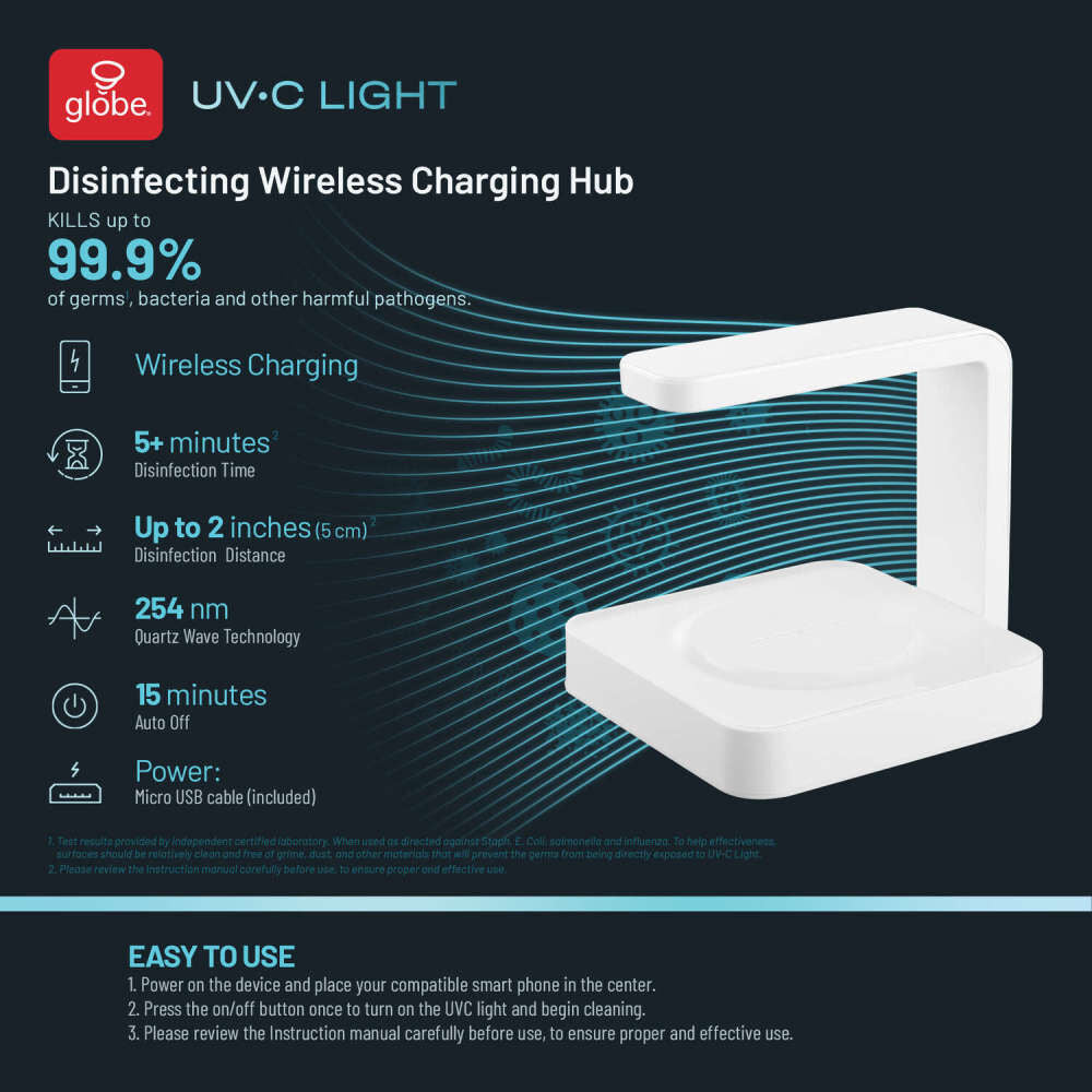 White UV C Light Mobile Wireless Charger 1pk 3004575