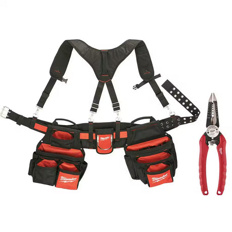 General Contractor Work Belt with Suspension Rig and 19 Oz. Milled Face Hickory Hammer