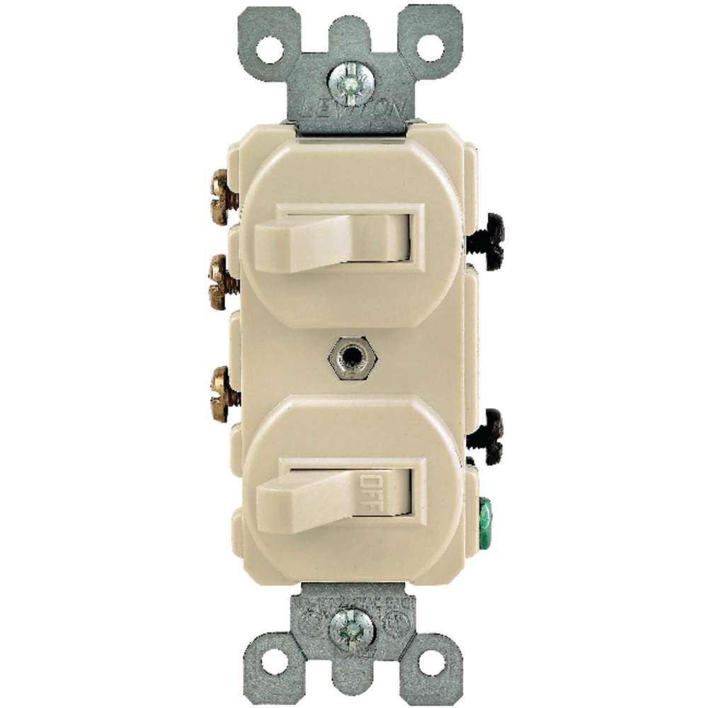 3 Way 1 Pole Duplex Combination Rocker Switch 15A Ivory 3201670