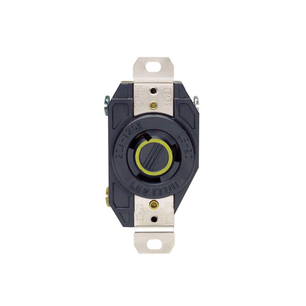 20A 125V Black Grounded Single Locking Outlet Receptacle 3265204