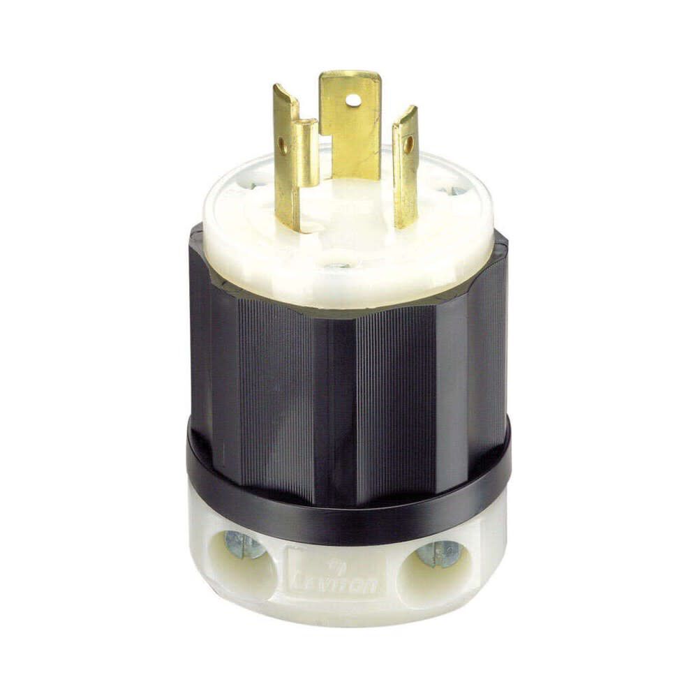 20A 125V Nylon Black & White 2 Pole Grounded Locking Plug 3265246