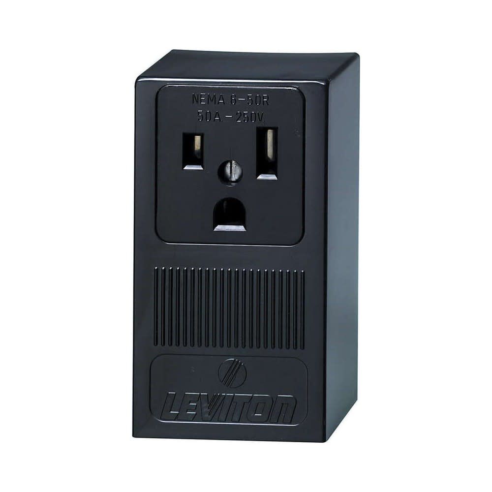 2 Pole Grounded Single Outlet Receptacle 50A 250V Black 3265444