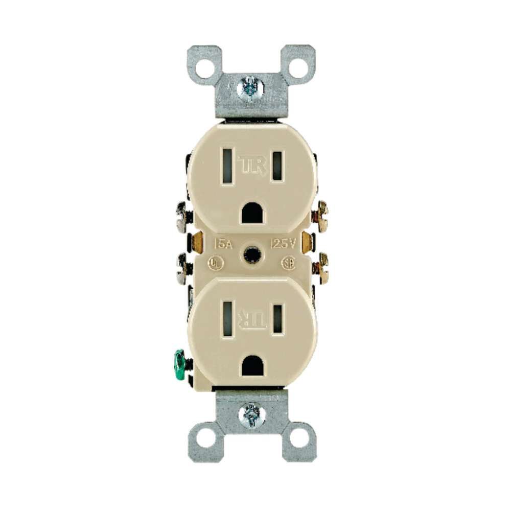 15A 125V Ivory 2 Pole Grounded Duplex Outlet Receptacle 3287265