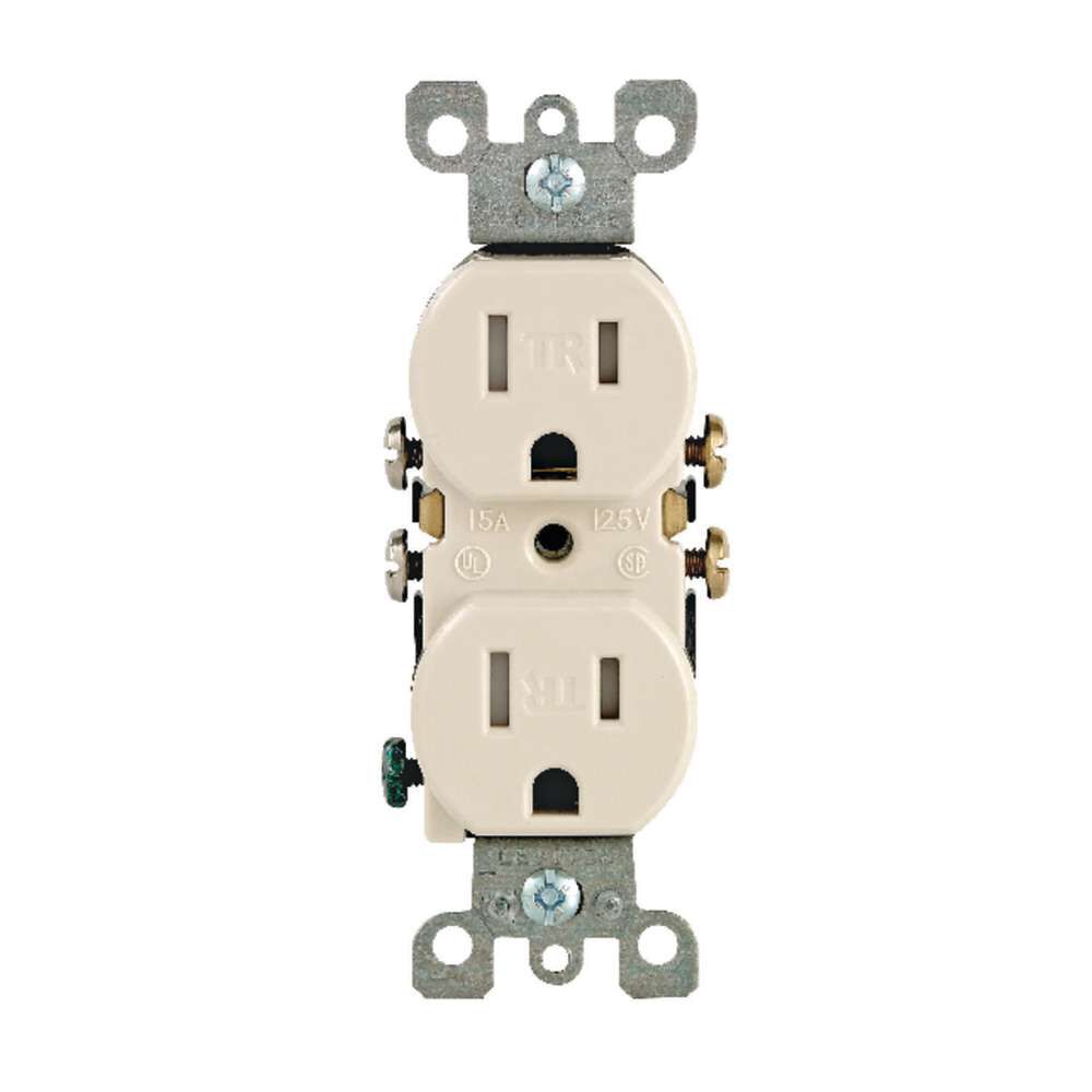 15A 125V Light Almond Grounded Duplex Outlet Receptacle 3287356