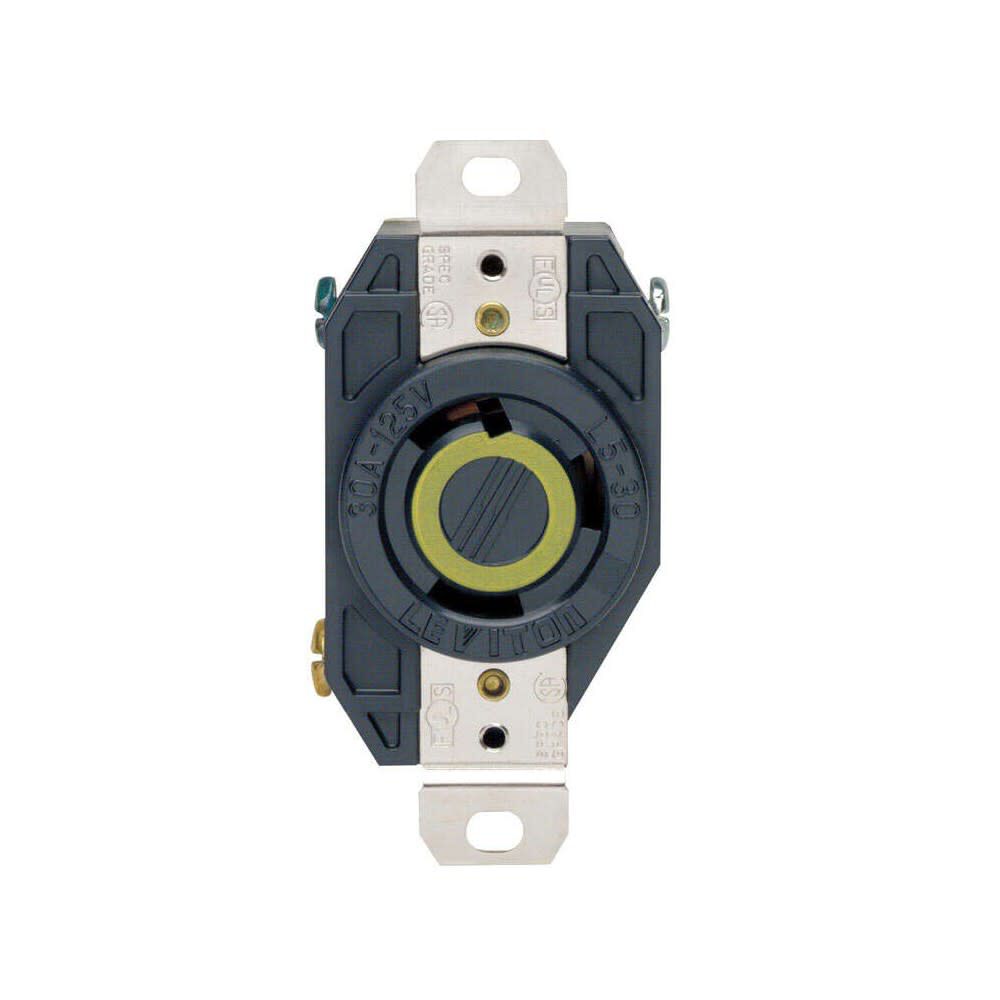 Outlet Receptacle 30A 125V Black Grounded Single Locking 33680E