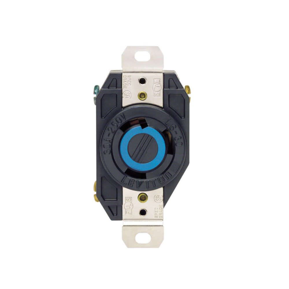 30A 250V Black Grounded Single Locking Outlet Receptacle 33681