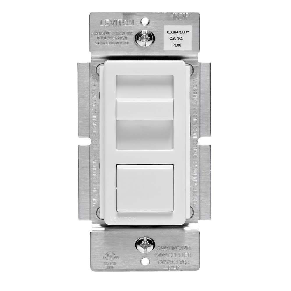 IllumaTech 120V 600W White 3 Way Slide Dimmer Switch 3423365