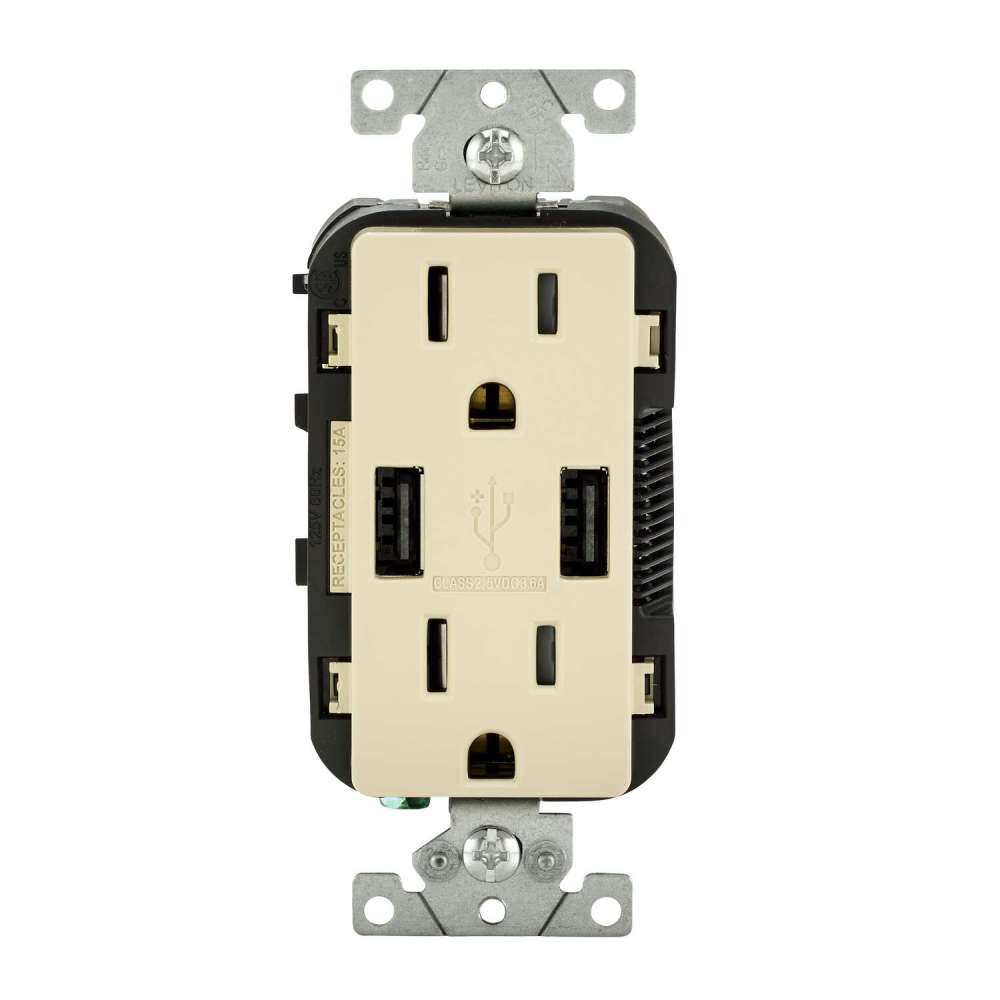 Decora NEMA 5-15R Outlet & USB Charger 15A 125V Ivory 3503760