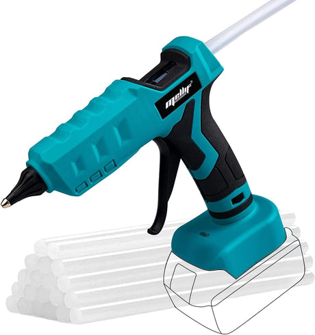 100W Cordless Hot Glue Gun for Makita 18V Battery (Battery NOT Included) High Temp Electric Power Glue Gun with 20PCS Full Size Glue Sticks for Arts Crafts DIY Festival Decor School Home Repair