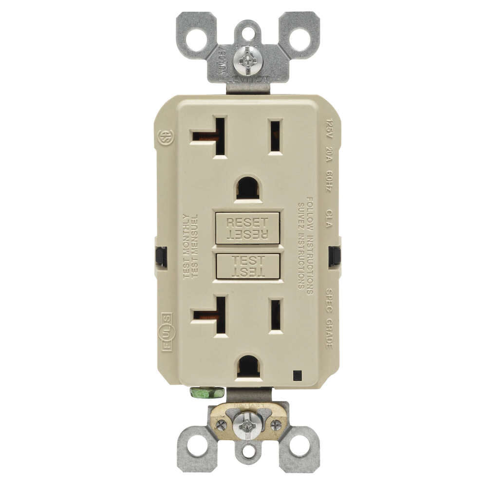 SmartlockPro GFCI Outlet 20A 125V Duplex Ivory NEMA 5-20R 3533429