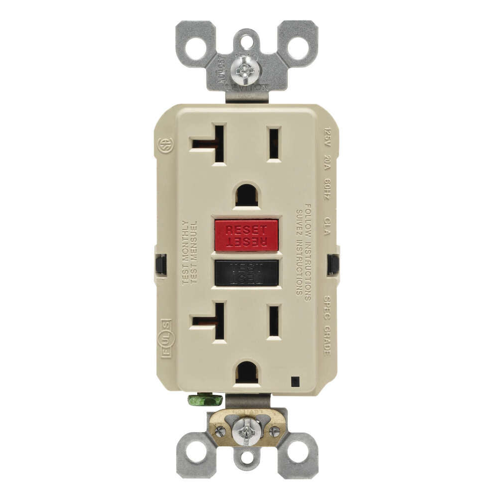 SmartlockPro GFCI Outlet 20A 125V Duplex Ivory NEMA 5-20R 3533593