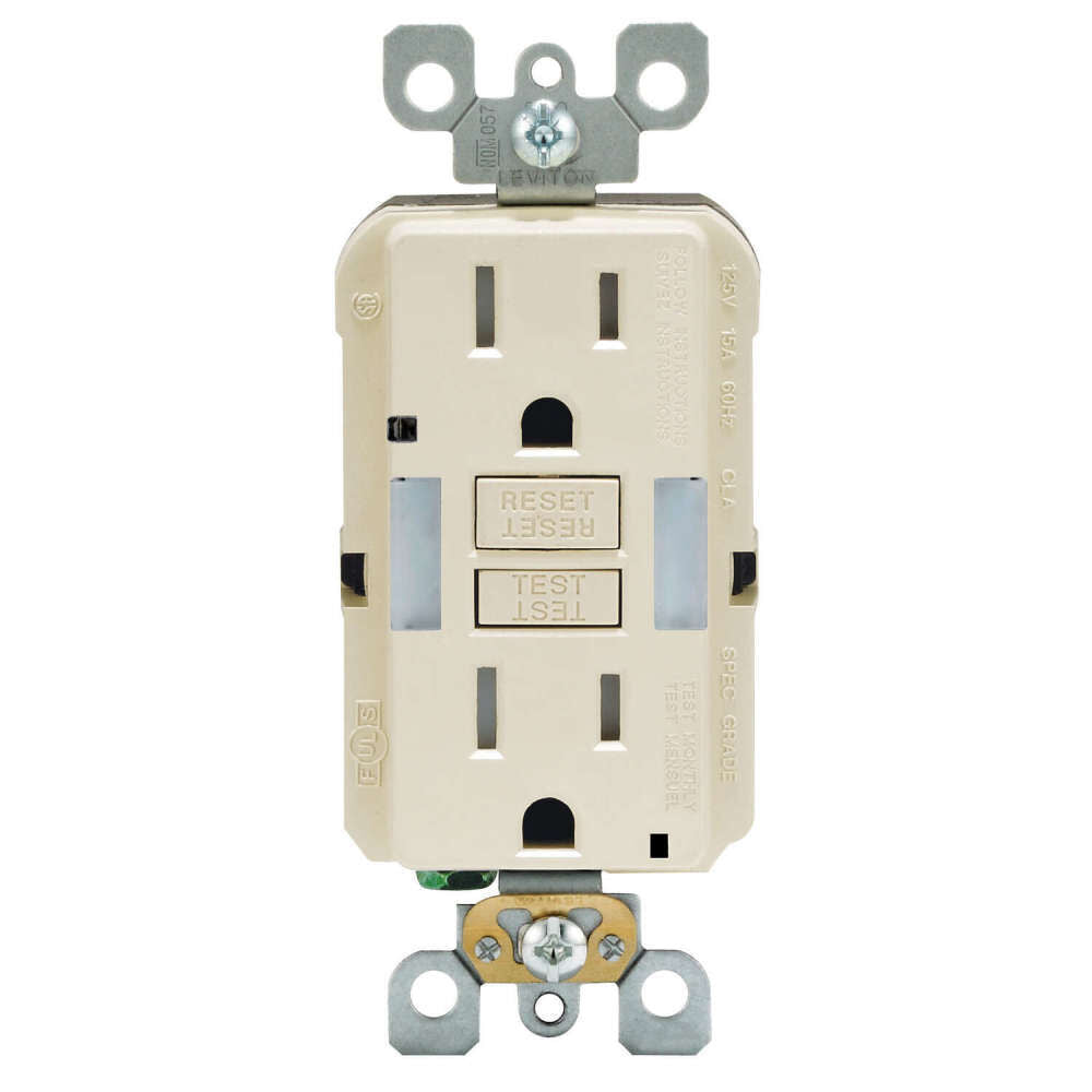 SmartlockPro NEMA GFCI Outlet 15A 125V Duplex Light Almond 3533767