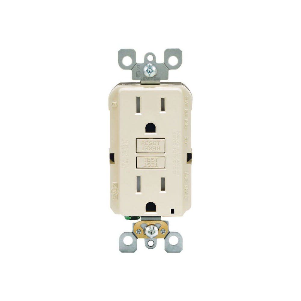 SmartlockPro NEMA GFCI Outlet 15A 125V Duplex Light Almond 3533783