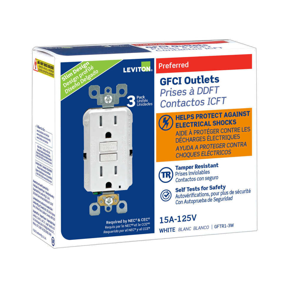 SmartlockPro GFCI Outlet 15A 125V Duplex White NEMA 5-15R 3pk 3534187