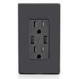 Decora 15A 125V Black NEMA 5-15R Outlet & USB Charger 3809365