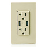 Decora 20A 125V Ivory NEMA 5-20R Outlet & USB Charger 3809381