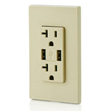 Decora 20A 125V Ivory NEMA 5-20R Outlet & USB Charger 3809381