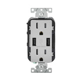 Decora 15A 125V Gray NEMA 5-15R Outlet & USB Charger 3809423