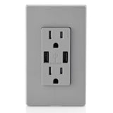 Decora 15A 125V Gray NEMA 5-15R Outlet & USB Charger 3809423