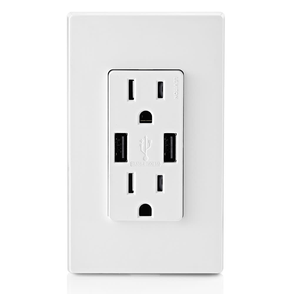 Receptacle/Outlet & 3.6A USB Charger 15A 125V White 3809506