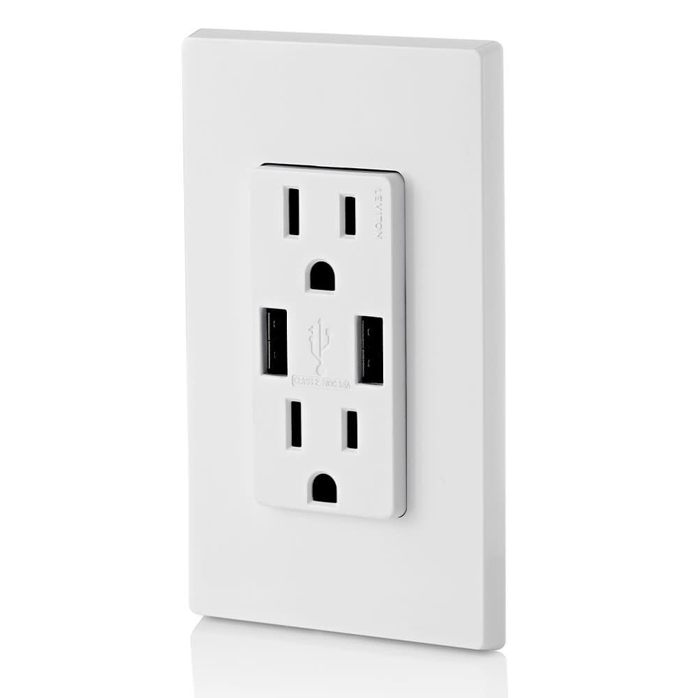 Receptacle/Outlet & 3.6A USB Charger 15A 125V White 3809506