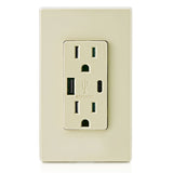 15A 125V 5-15R Ivory Outlet with USB Type A/C Charger 3894490