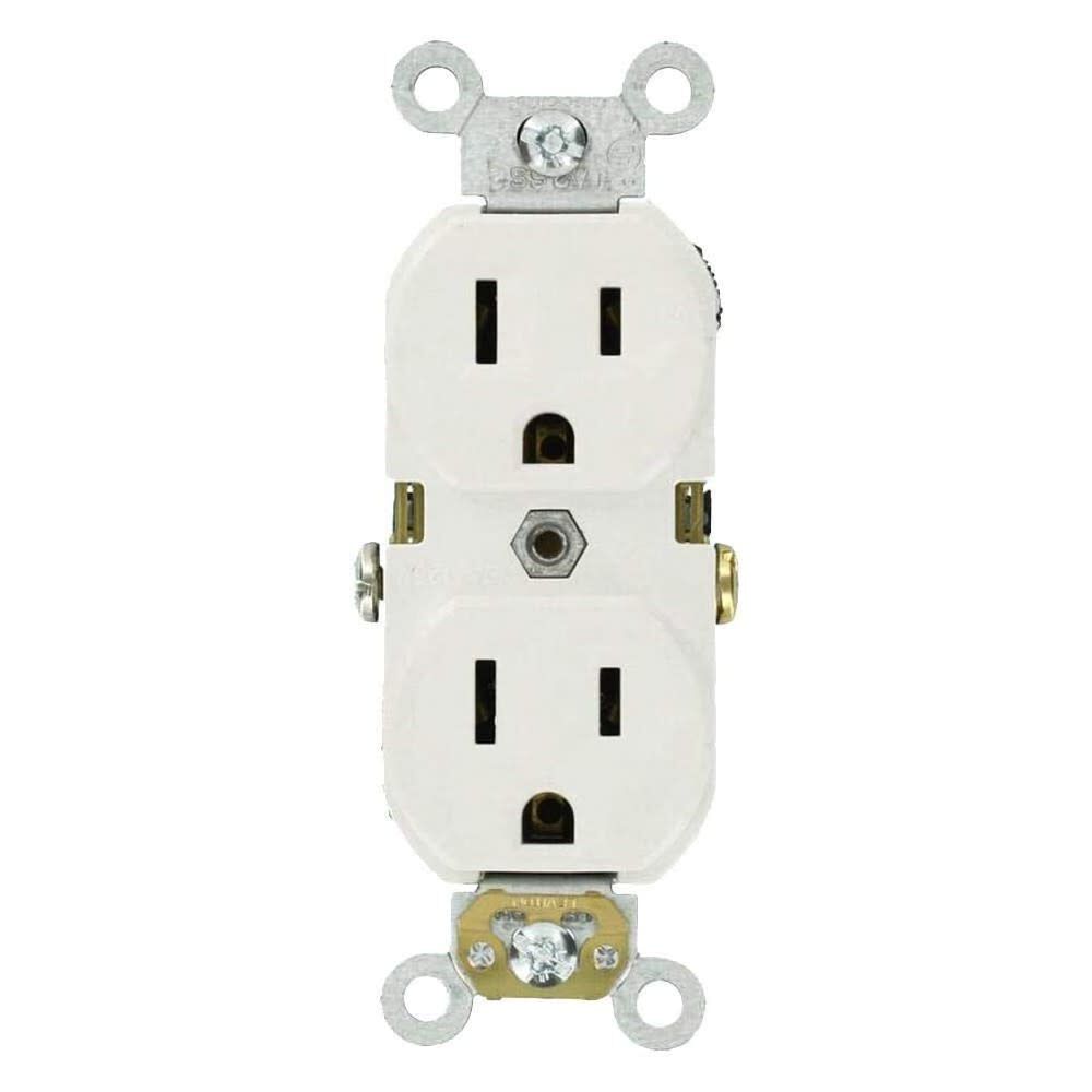 15A 125V White Indented Face Duplex Receptacle Outlet 10pk 3895505