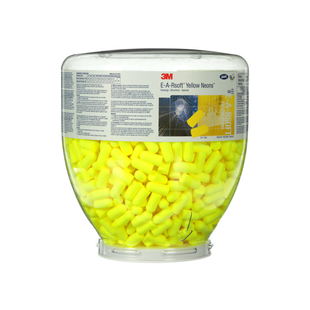 E-A-Rsoft Yellow Neons One Touch Refill Earplugs 391-1004 Uncorded Regular Size 8052991004