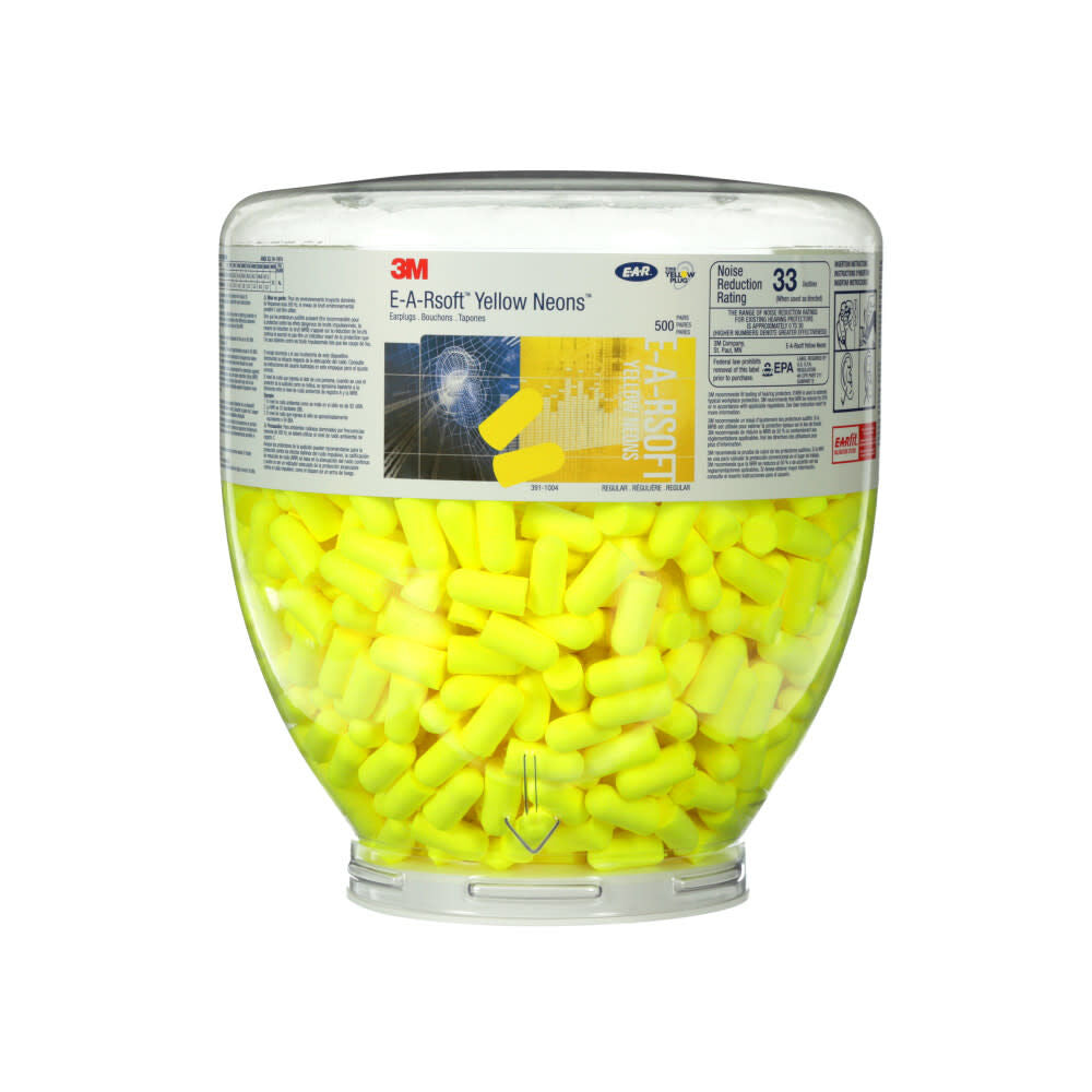 E-A-Rsoft Yellow Neons One Touch Refill Earplugs 391-1004 Uncorded Regular Size 8052991004