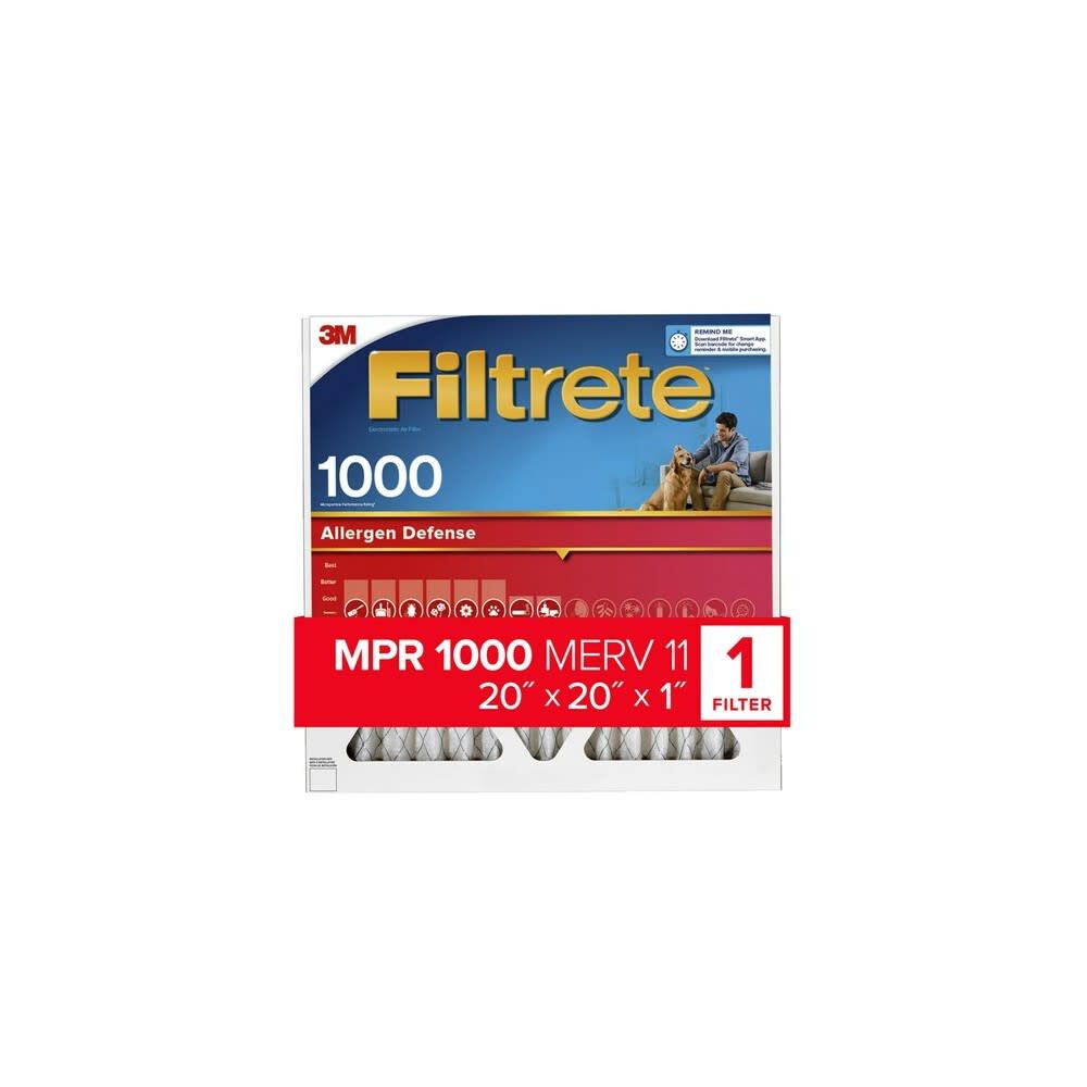 Filtrete 1000 MPR 20 x 20 x 1 Inch Allergen Defense Air Filter 4 Pack 9802-4